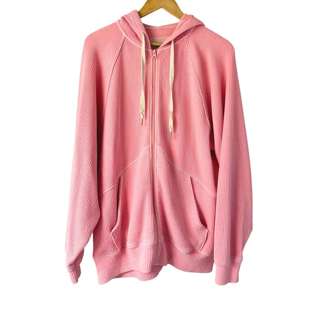Aerie Wonder Full Zip Textured Hoodie Pink Womens Size M